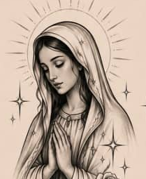 Virgin Mary Madonna flash tattoo design