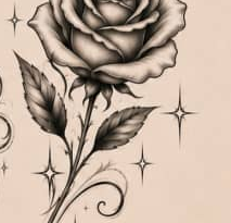Single rose flash tattoo design