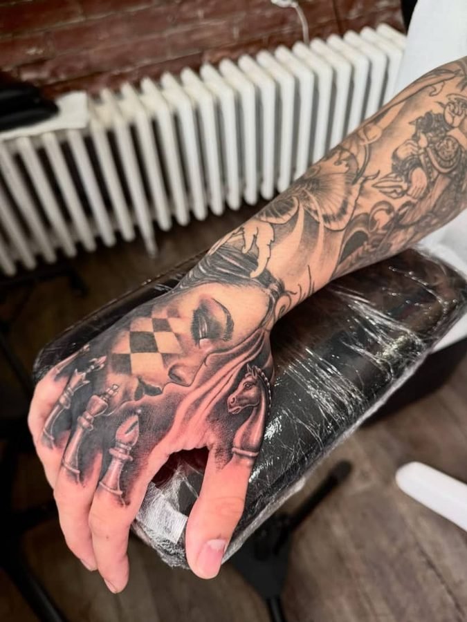 Chess pieces and face hand and sleeve piece